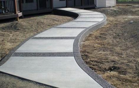 broom finish concrete walkway construction