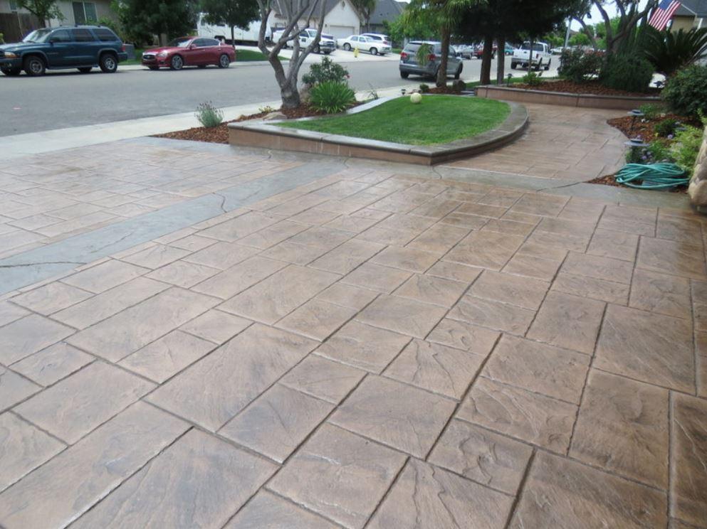 stamped concrete driveway construction