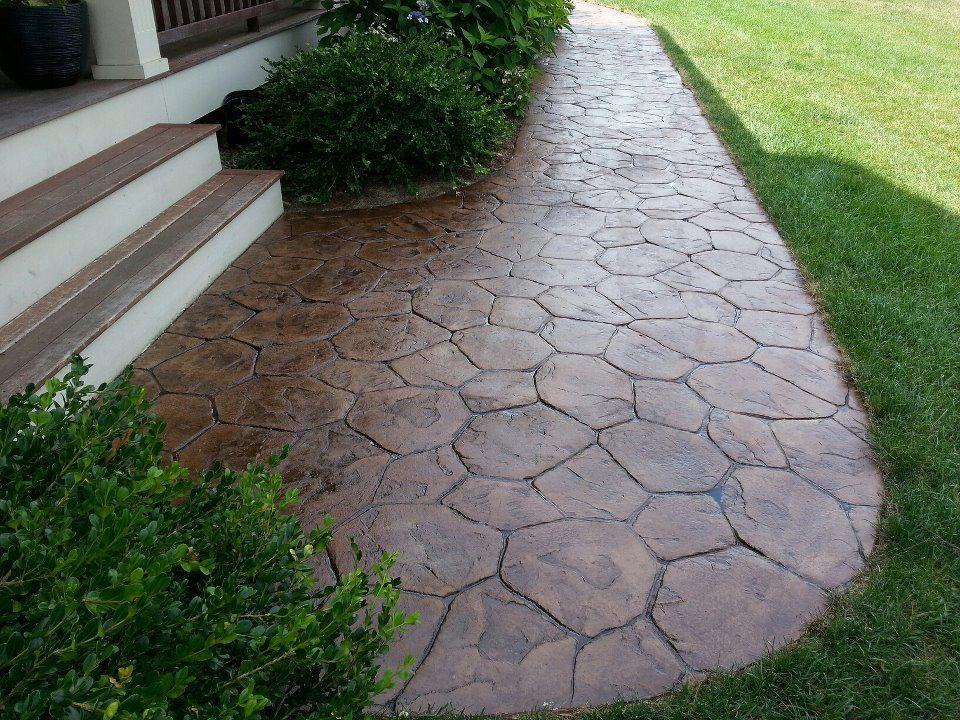 stamped concrete walkway construction